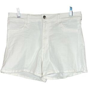 H&M White Denim Shorts High Waist Stretch Womens Size 8 with Pockets